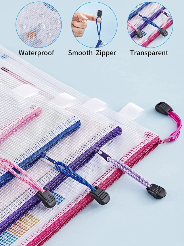 Alt view image 4 of 7 - 72Pcs Mesh Zipper Pouch Bags, 8 Sizes Waterproof Zipper Bags Multi-use Travel Bags for Office, School, Board Game, Puzzles, Cosmetics, Travel Accessories, and Home Organization, 9 colors