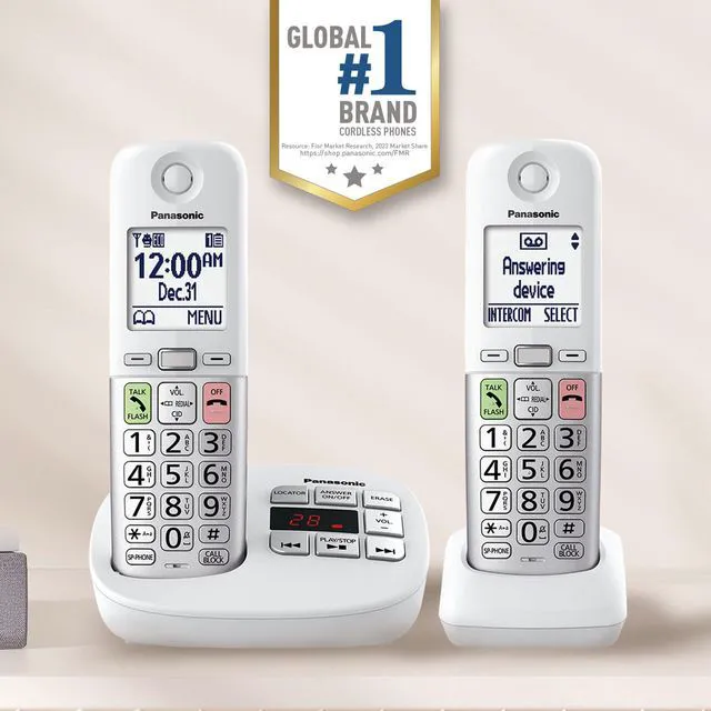 Alt view image 2 of 6 - Cordless Phone, Easy to Use with Large Display and Big Buttons, Flashing Favorites Key, Built in Flashlight, Call Block, Volume Boost, Talking Caller ID, 2 Cordless Handsets - KX-TGU432W