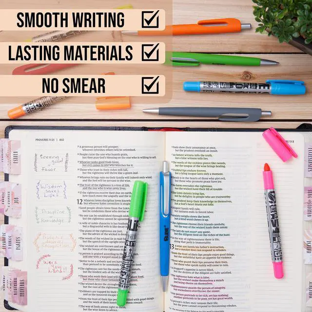 Alt view image 4 of 7 - Bible Journaling Kit With Gel Highlighters And Pens No Bleed, Scripture Markers and Pencils Supplies, Stencils Planner Set For Coloring Journal Art Illustrated By Faith Christian Gifts 24pcs