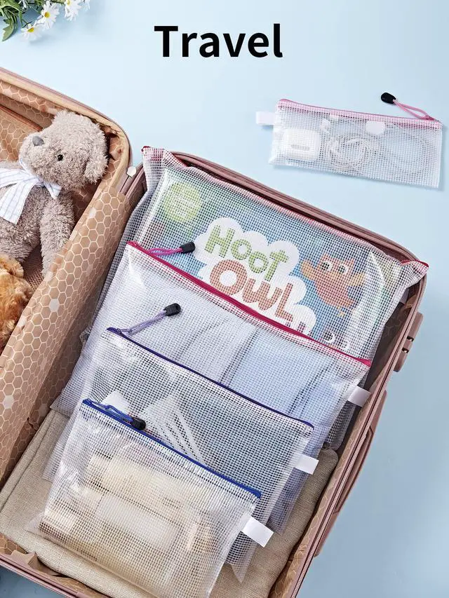 Alt view image 7 of 7 - 72Pcs Mesh Zipper Pouch Bags, 8 Sizes Waterproof Zipper Bags Multi-use Travel Bags for Office, School, Board Game, Puzzles, Cosmetics, Travel Accessories, and Home Organization, 9 colors