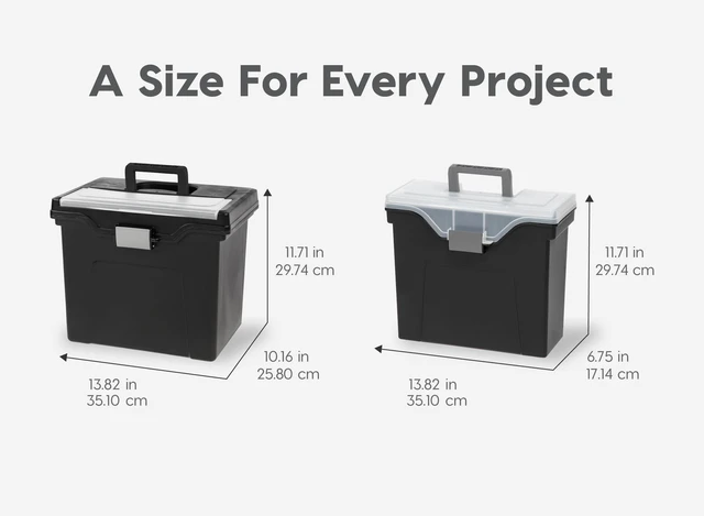 Alt view image 2 of 7 - File Box Organizer with Lid, Letter File, 4-Pack, Black Carry letter size files, documents and paperwork with a portable handle and secure lid for organized storage on the go