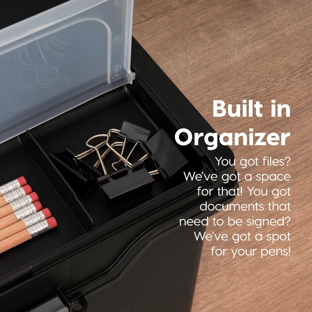 Alt view image 4 of 7 - File Box Organizer with Lid, Letter File, 4-Pack, Black Carry letter size files, documents and paperwork with a portable handle and secure lid for organized storage on the go