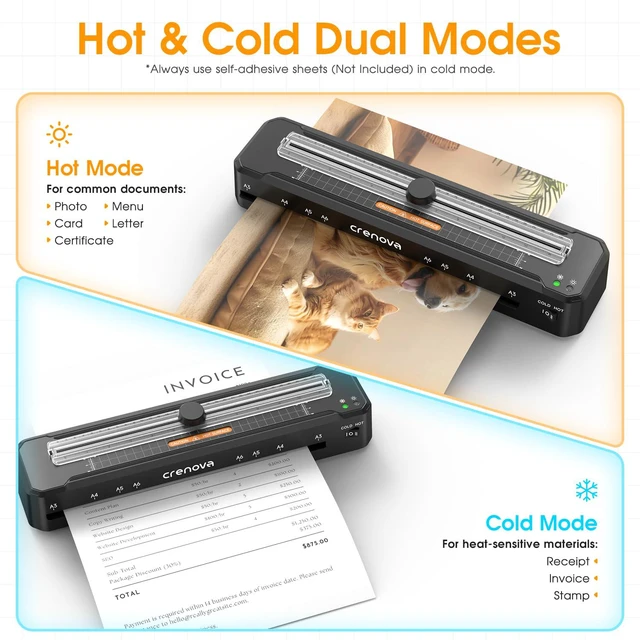 Alt view image 3 of 7 - Laminator Machine with 12 Laminating Sheets, A3 Laminating Machine Hot & Cold with Trimmer Corner Rounder, Fast Warm Technology, 13-Inch Laminator for Home Office School Business