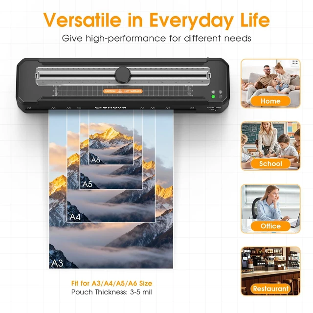 Alt view image 6 of 7 - Laminator Machine with 12 Laminating Sheets, A3 Laminating Machine Hot & Cold with Trimmer Corner Rounder, Fast Warm Technology, 13-Inch Laminator for Home Office School Business