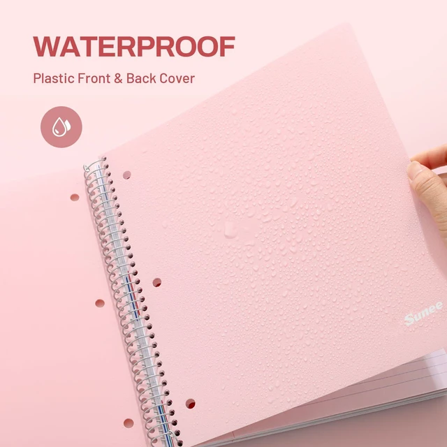 Alt view image 5 of 7 - 5 Subject Notebook College Ruled - 400 Pages, 9"x11", 5 Pocket Colored Dividers, 3-Hole Punched Paper, Pink