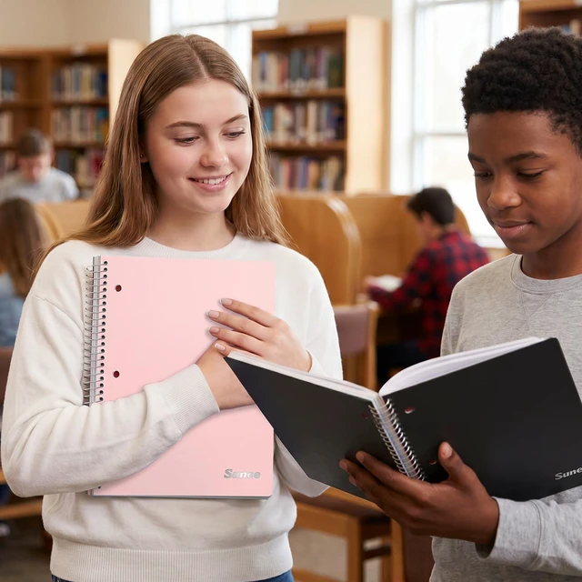 Alt view image 7 of 7 - 5 Subject Notebook College Ruled - 400 Pages, 9"x11", 5 Pocket Colored Dividers, 3-Hole Punched Paper, Pink