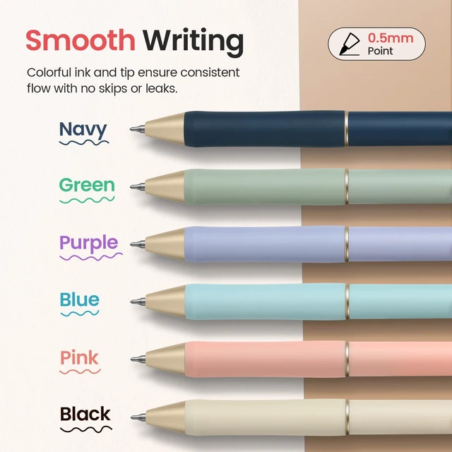 Alt view image 3 of 7 - Gel Pens, 12 Pcs Quick Dry Color Ink Pens, 0.5mm Fine Point, Pastel Retractable Pens with Soft Grip, Smooth Writing for Journaling and Note Taking, Cute Aesthetic Design for Women & Men