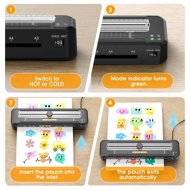 Alt view image 7 of 7 - Laminator Machine with 12 Laminating Sheets, A3 Laminating Machine Hot & Cold with Trimmer Corner Rounder, Fast Warm Technology, 13-Inch Laminator for Home Office School Business