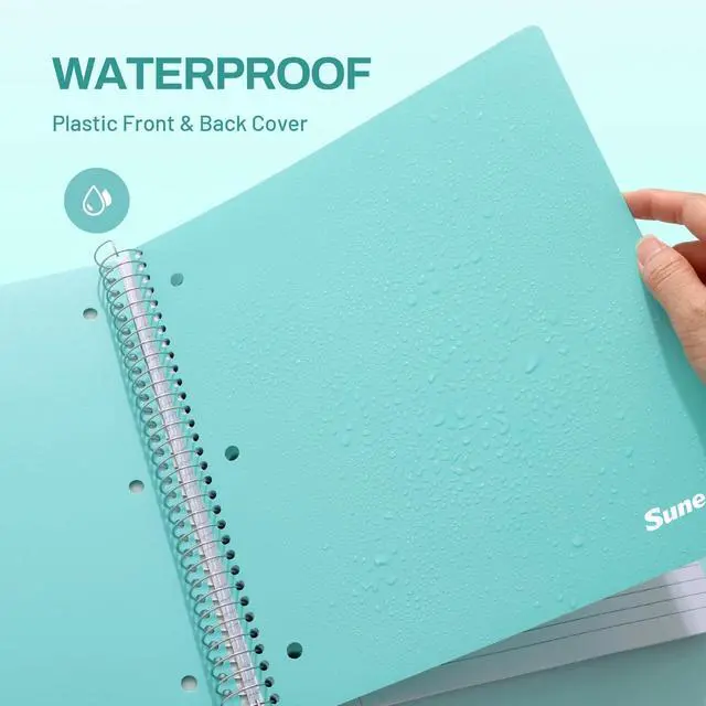 Alt view image 5 of 7 - 5 Subject Notebook College Ruled - 400 Pages, 9"x11", 5 Pocket Colored Dividers, 3-Hole Punched Paper, Teal