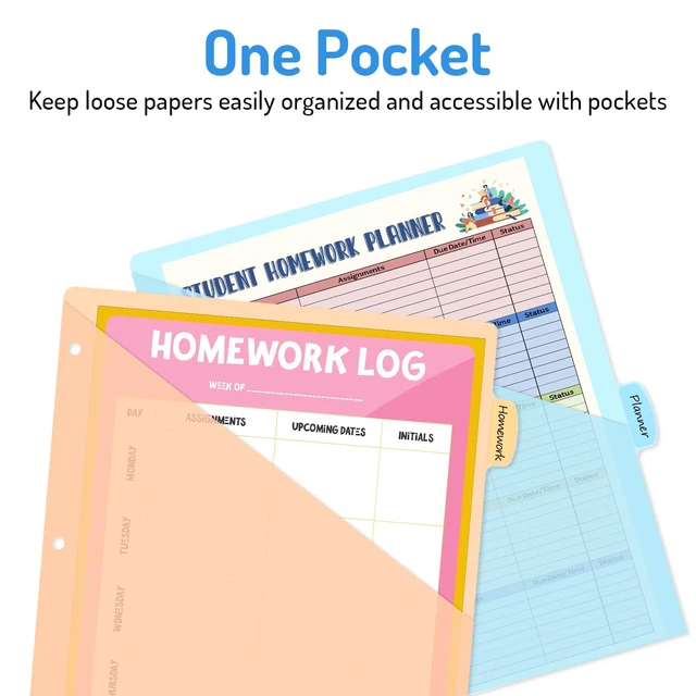 Alt view image 4 of 7 - 96 Count Dividers for 3 Ring Binder, 8 tabs Binder Dividers Dividers with Pockets, Binder Dividers with Tabs for School Office and Home Organization, Multicolor, 12 Sets