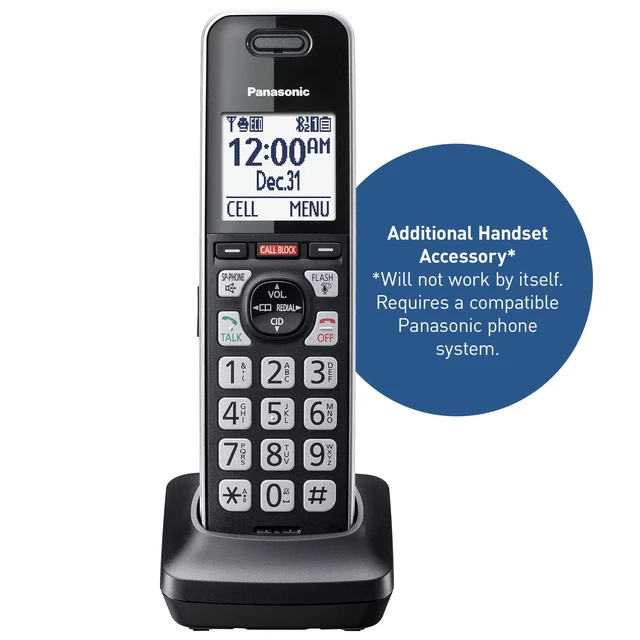 Alt view image 2 of 3 - Additional Cordless Phone Handset, Advanced Call Block, Compatible with KX-TGF94x and KX-TGF97x Series - KX-TGFA97B (Black with Silver Trim)