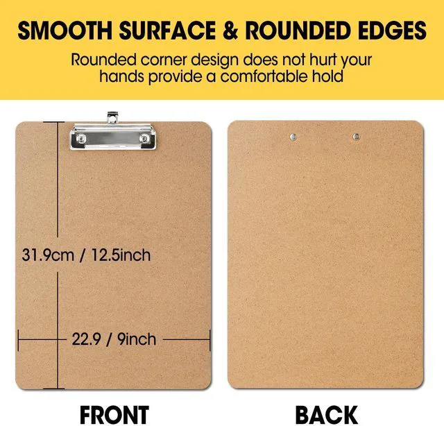 Alt view image 3 of 7 - 24 Pack Clipboards Bulk, Clip Boards 8.5x11 Standard Letter Size, Clipboards for Classroom, Wooden Clipboard, Hardboard Office Clipboard, Classroom Supplies