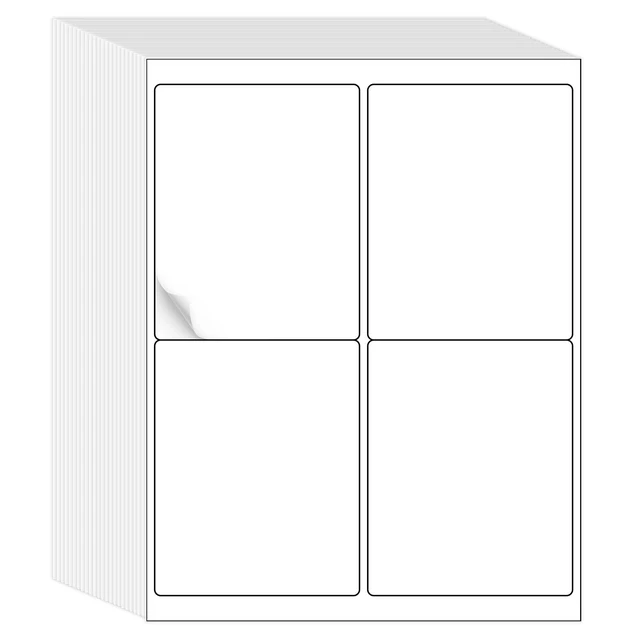 Alt view image 2 of 6 - L LIKED 4"x5" Matte Printable Bulk Address Stickers 400 Labels 100 Sheets White, self-adhesive, strong adhesive, laser/inkjet compatible, 4 per sheet, bulk for shipping & organizing
