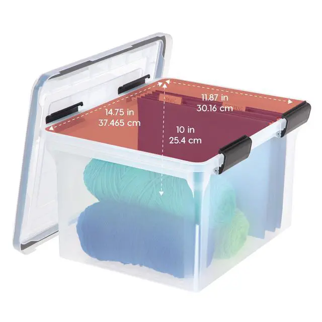 Alt view image 3 of 7 - WeatherPro File Box Organizer, Letter/Legal, 32 Qt. 4-Pack, Clear Organize important documents with water-resistant protection, secure latches, and stackable design for home or office storage