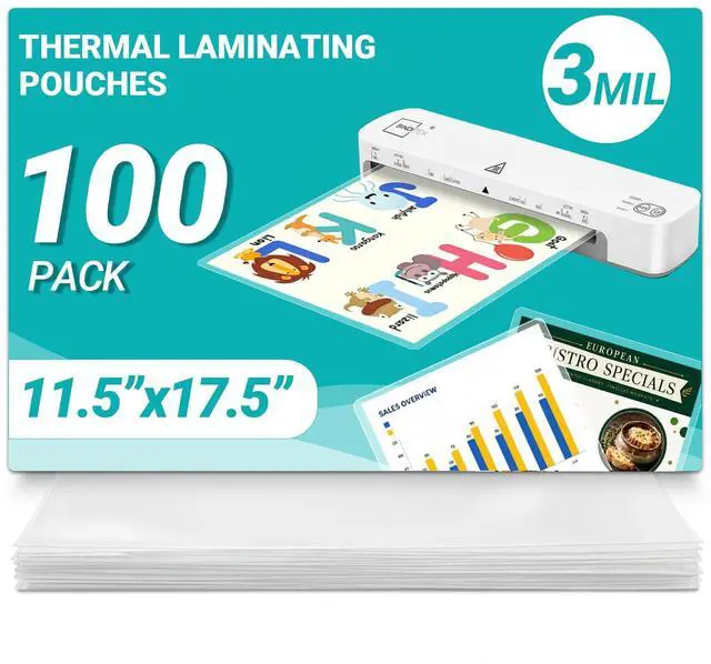 Main image of 11x17 Laminating Sheets, 100 Pack, 3 Mil Thermal Laminating Pouch 11.5 x 17.5 Inch Thermal Laminating Pouches, Ultra Clear, Glossy, Heat Seal, Round Corner, School Office Supplies
