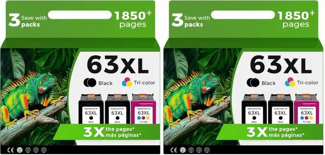 Main image of 63XL Ink Cartridge Black Color Combo Pack Replacement for HP Ink 63 XL HP63 (Pack of 2)