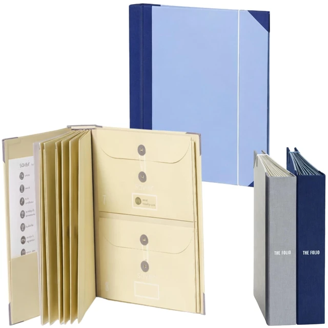 Main image of The Folio® Important Document Organizer by | Binder with Guided Labels, Acid-Free File Folder Organizer with 10 Pockets, Document Holder for Home Records, Legal and Medical Papers (Slate/Blue)