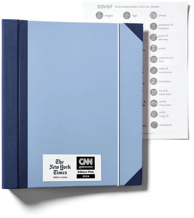 Alt view image 2 of 7 - The Folio® Important Document Organizer by | Binder with Guided Labels, Acid-Free File Folder Organizer with 10 Pockets, Document Holder for Home Records, Legal and Medical Papers (Slate/Blue)