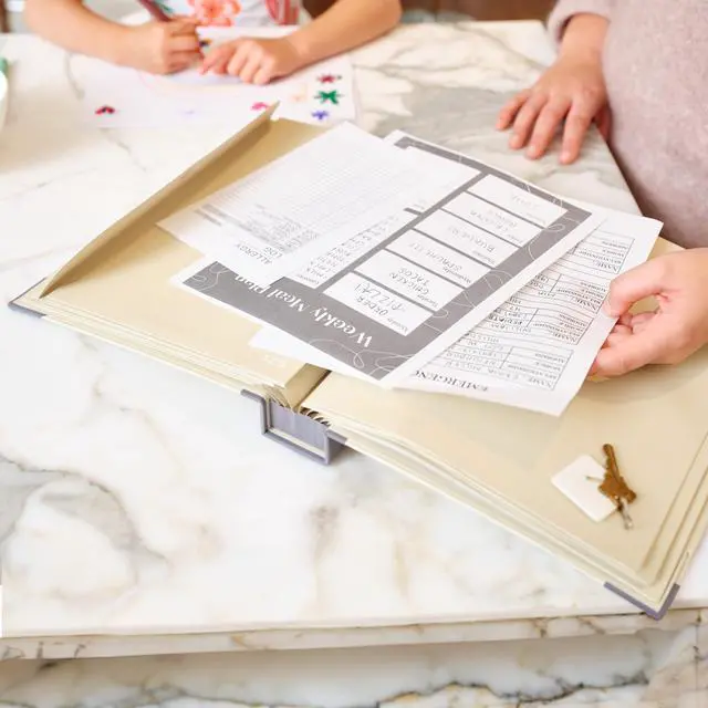 Alt view image 6 of 7 - The Folio® Important Document Organizer by | Binder with Guided Labels, Acid-Free File Folder Organizer with 10 Pockets, Document Holder for Home Records, Legal and Medical Papers (Slate/Blue)