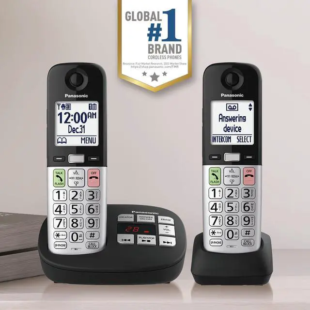 Alt view image 2 of 6 - Cordless Phone, Easy to Use with Large Display & Big Buttons, Flashing Favorites Key, Flashlight, Call Block, Volume Boost, Talking Caller ID, House Phones, 2 Cordless Handsets - KX-TGU432B
