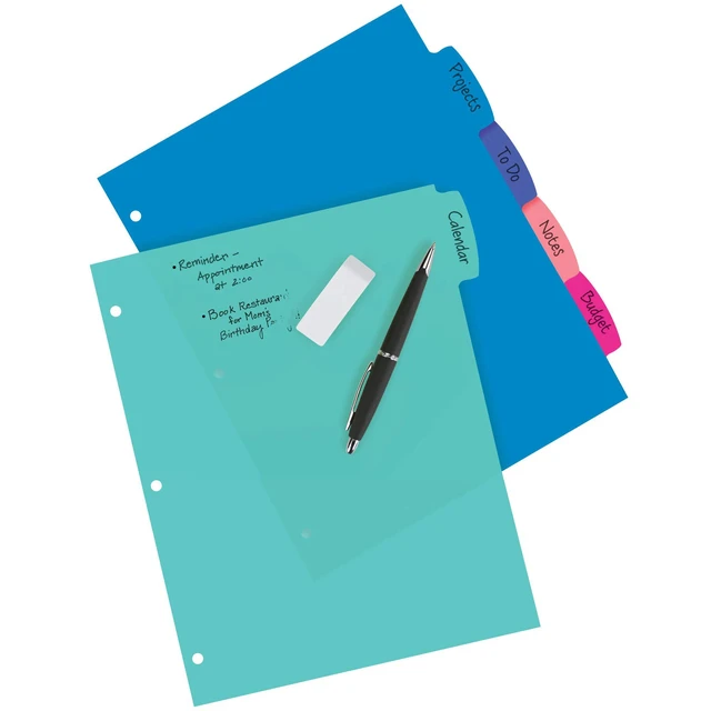 Alt view image 3 of 7 - Durable Plastic 5-Tab Write & Erase Big Tab Dividers for 3 Ring Binders, Pastel Brights (16270) & Big Tab Write & Erase Durable Plastic Dividers, 5-Tab Set, Multicolor Brights, 3 Sets (21212)