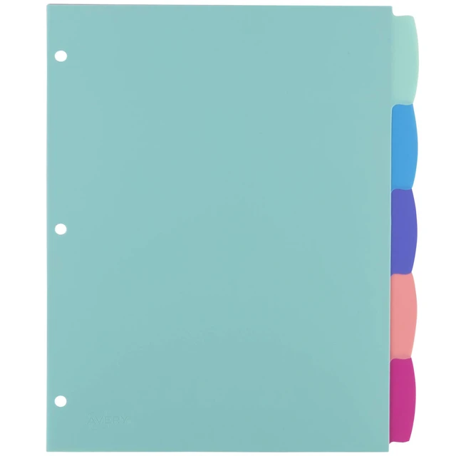 Alt view image 4 of 7 - Durable Plastic 5-Tab Write & Erase Big Tab Dividers for 3 Ring Binders, Pastel Brights (16270) & Big Tab Write & Erase Durable Plastic Dividers, 5-Tab Set, Multicolor Brights, 3 Sets (21212)