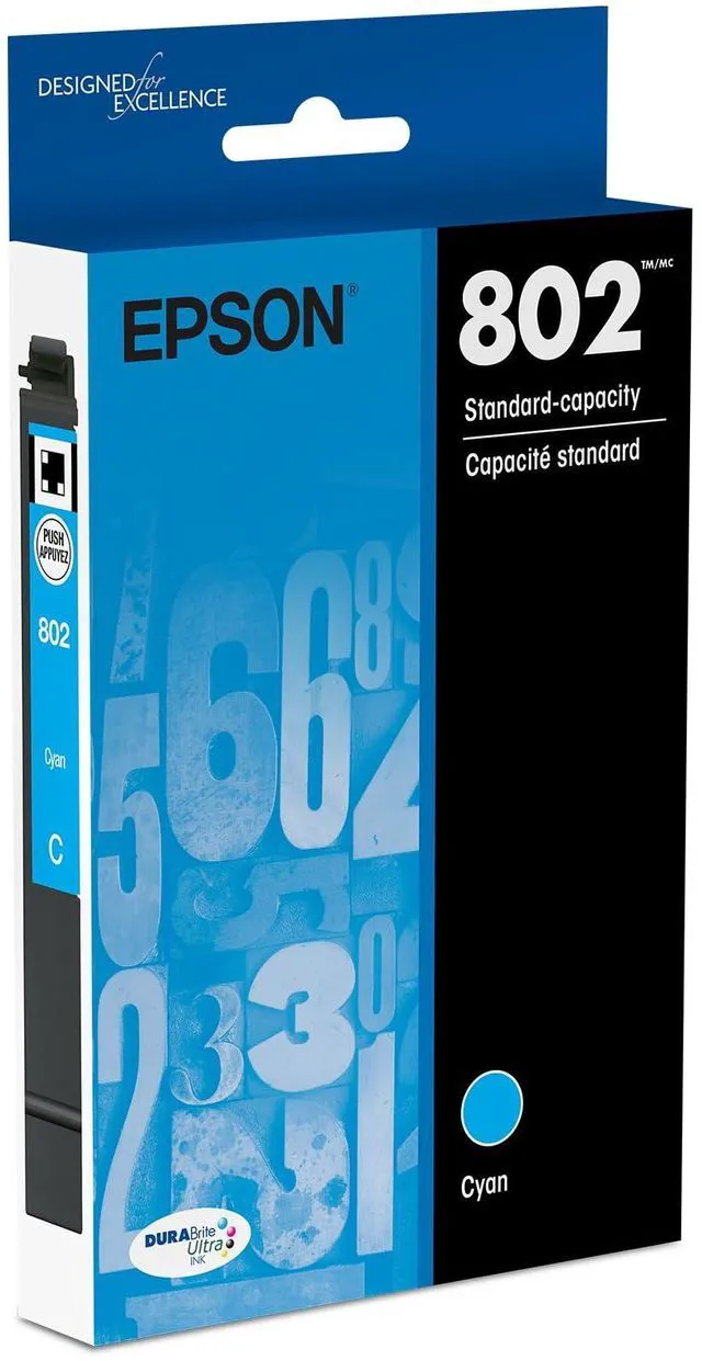 Main image of 802 Genuine Ink Standard Capacity Cyan Cartridge T802220 Works With WorkForce Pro WF-4720 WF-4730 WF-4734 WF-4740 Inkjet Printers