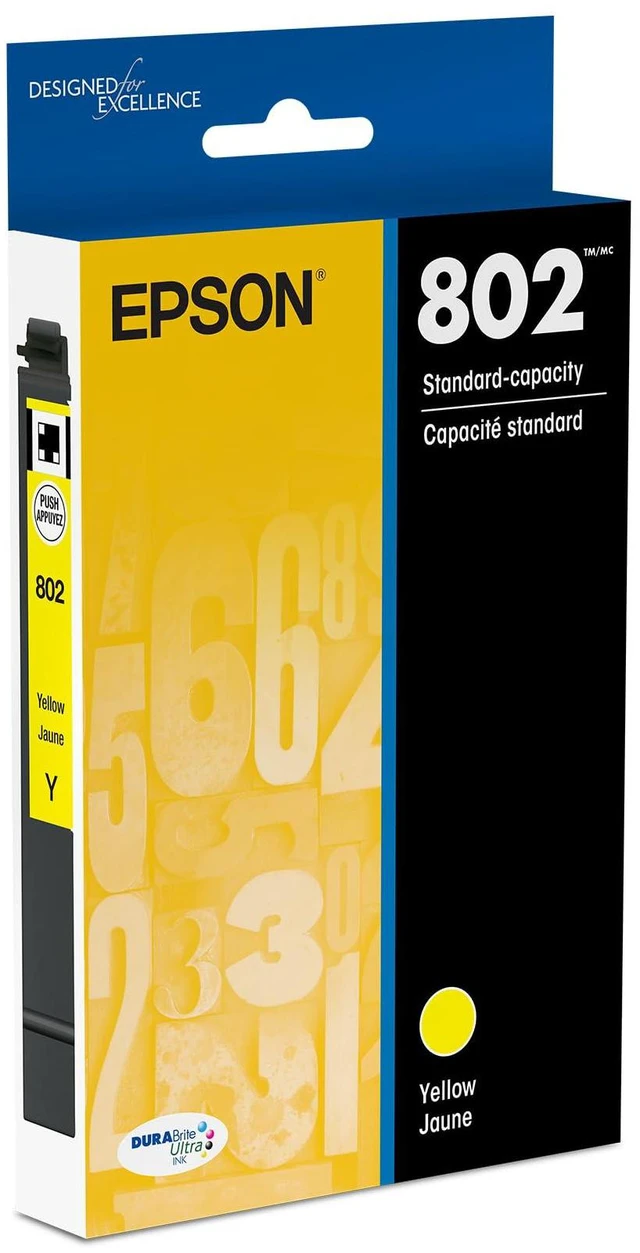 Main image of 802 Genuine Standard Capacity Yellow Ink Cartridge T802420 Works With WorkForce Pro WF-4720 WF-4730 WF-4734 WF-4740 Inkjet Printers