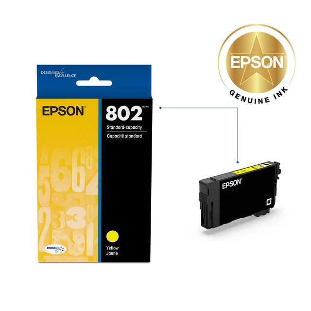 Alt view image 2 of 6 - 802 Genuine Standard Capacity Yellow Ink Cartridge T802420 Works With WorkForce Pro WF-4720 WF-4730 WF-4734 WF-4740 Inkjet Printers