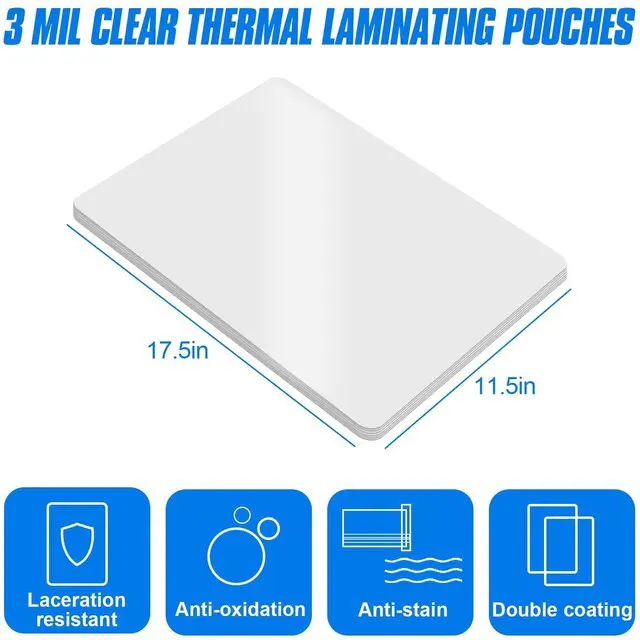 Alt view image 2 of 7 - 300 Pack Laminating Sheets, Hold 11 x 17 Inch Sheet, 3 Mil Clear Thermal Laminating Pouches 11.5 x 17.5 Inch Lamination Sheet Paper for Laminator, Round Corner