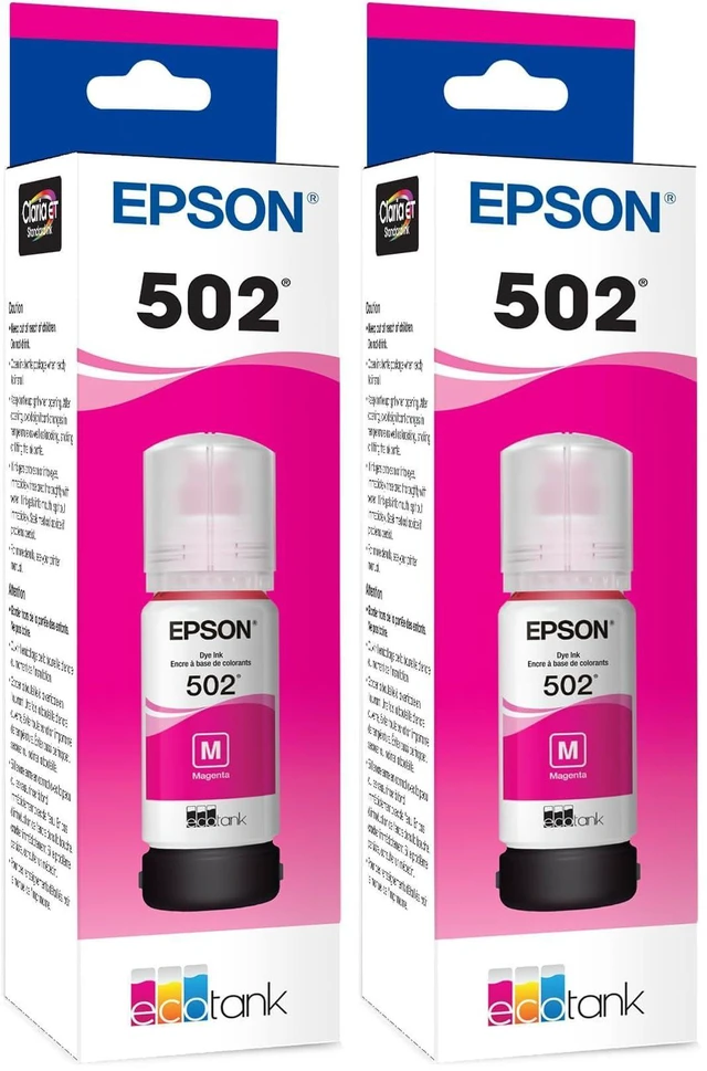 Main image of 502 EcoTank Ink Ultra-high Capacity Bottle Magenta Works with ET-2850,ET-2980,ET-2988,ET-3850,ET-3930,ET-3950,ET-4850,ET-4950 and Other Select EcoTank Models,(Pack of 2)