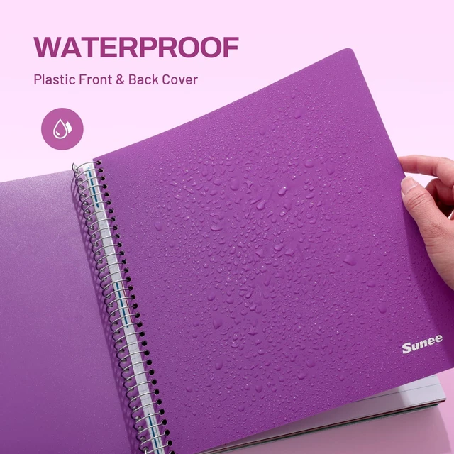 Alt view image 5 of 7 - 5 Subject Notebook College Ruled - 400 Pages, 9"x11", 5 Pocket Colored Dividers, 3-Hole Punched Paper, Dark Purple