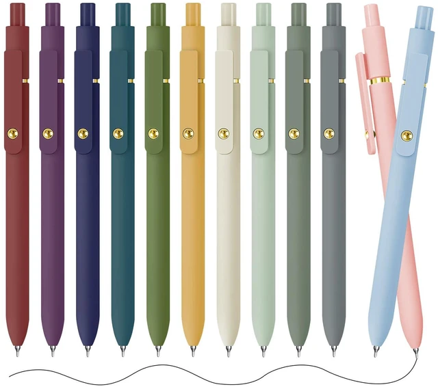 Main image of Gel Pens, 12 Pack Gold Retro and Gold Morandi 0.5mm Black Ink Pens Fine Point Smooth Writing Pens for School Office Supplies, Gifts for Women Girls