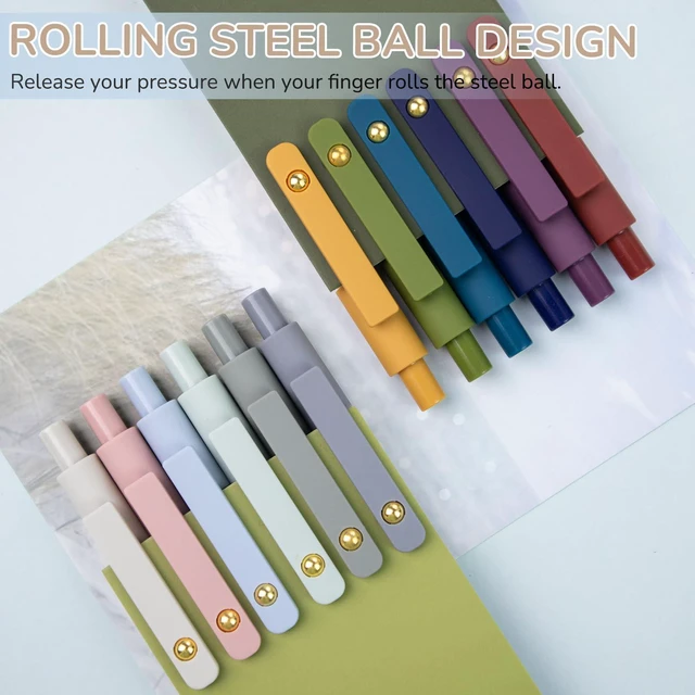 Alt view image 2 of 6 - Gel Pens, 12 Pack Gold Retro and Gold Morandi 0.5mm Black Ink Pens Fine Point Smooth Writing Pens for School Office Supplies, Gifts for Women Girls