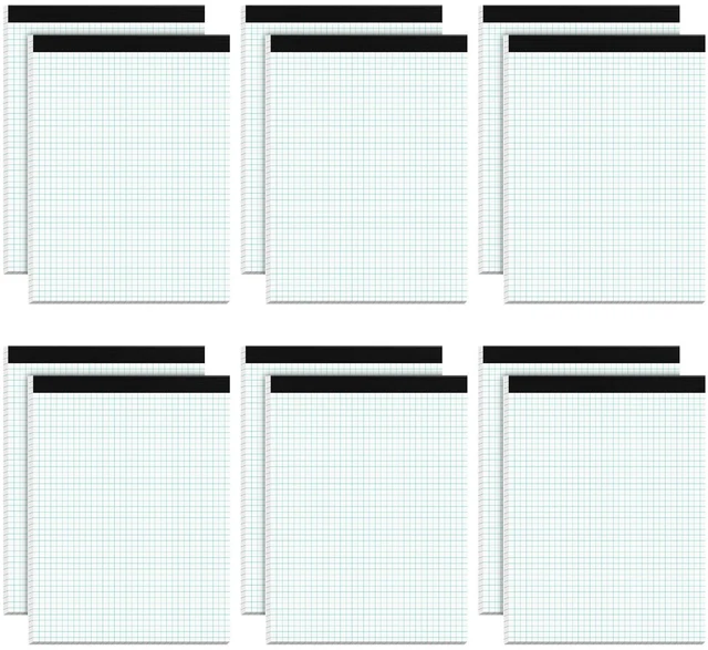 Main image of Graph Paper Pad 8.5 x 11, 12 Pack Graph Paper Notebook 4x4 Graph Ruled Grid Paper Pad 8-1/2" x 11", Blueprint Quadrille Pads, Grid Paper Notebook 8.5 x 11, White 70 GSM Graft Paper, 30 Sheets/Pad