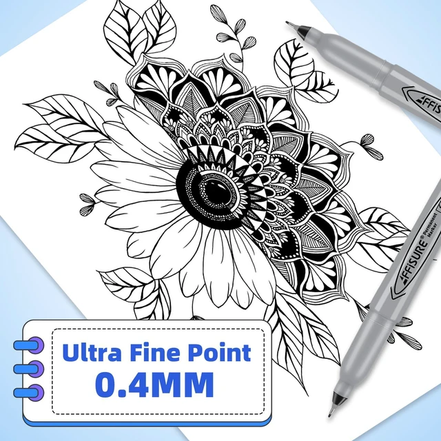 Alt view image 4 of 7 - Permanent Markers, Ultra Fine Point, Black, 40 Count, 0.4mm, Fine tip permanent marker set, quick dry, waterproof, fading resists, durable, marks on paper, glass, ceramic, plastic, wood, rock, metal