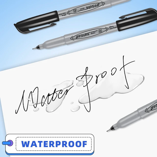 Alt view image 7 of 7 - Permanent Markers, Ultra Fine Point, Black, 40 Count, 0.4mm, Fine tip permanent marker set, quick dry, waterproof, fading resists, durable, marks on paper, glass, ceramic, plastic, wood, rock, metal