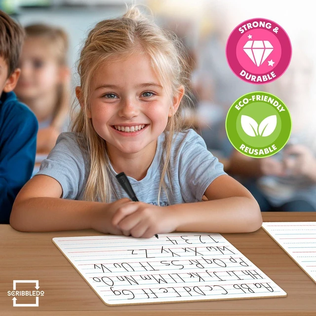 Alt view image 2 of 7 - 10 Pack Small Lined Dry Erase Boards, 9x12 Double Sided Easy to Clean Classroom Set, Portable and Lightweight, Bulk Homeschool Teacher Supply, Budget Friendly, Handwriting Practice