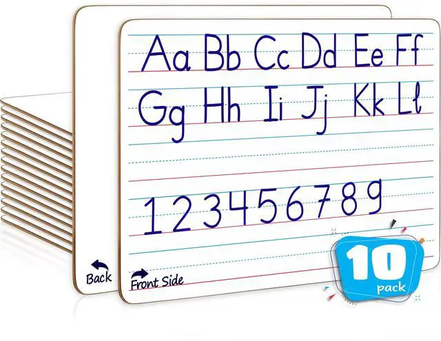 Main image of 10 Pack Small Lined Dry Erase Boards, 9x12 Double Sided Easy to Clean Classroom Set, Portable and Lightweight, Bulk Homeschool Teacher Supply, Budget Friendly, Handwriting Practice