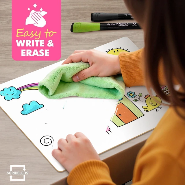 Alt view image 4 of 7 - 10 Pack Small Lined Dry Erase Boards, 9x12 Double Sided Easy to Clean Classroom Set, Portable and Lightweight, Bulk Homeschool Teacher Supply, Budget Friendly, Handwriting Practice