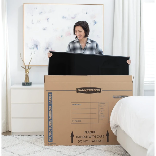 Alt view image 5 of 7 - 4-Pack Medium TV/Picture/Mirror Moving Boxes Protect TVs, mirrors, and framed art with rigid moving boxes sized for flat, fragile items
