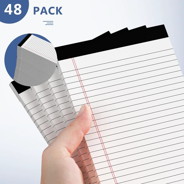 Alt view image 6 of 7 - 5" x 8" Note Pads 48 Pack of Legal Pads 30 Sheets Notepad College Ruled Small Writing Pads Perforated Pages Paper Pads 80GSM Heavyweight Paper Note Pads for Home, Office, or School