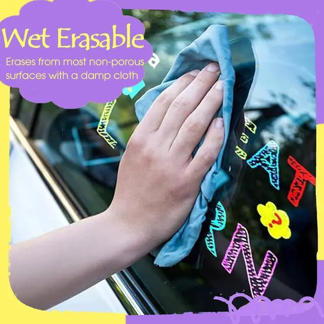Alt view image 4 of 6 - Window Chalk Markers for Cars Glass Washable, 8 Colors Metallic Jumbo Liquid Chalk Marker Pens with 10mm 3 in 1 Nib Wide Tip, Chalkboard Markers Car Window Paint Pen for Auto, Mirror, Poster