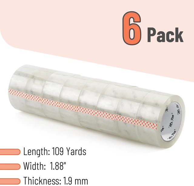 Alt view image 2 of 6 - Packing Tape, 6 Pack, 1.88 Wide, 109 Yards, Clear Heavy Duty Packing Tape for Shipping, Packaging, Moving and Storage