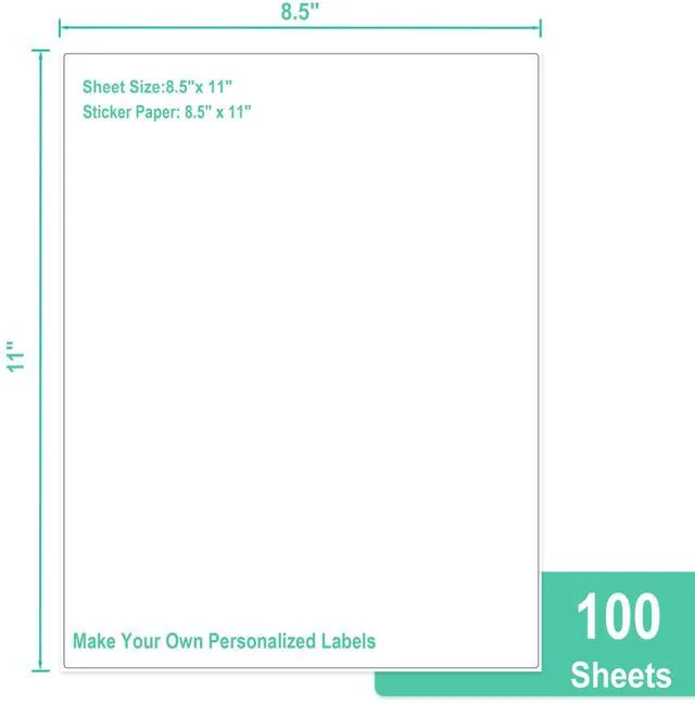 Alt view image 2 of 7 - L LIKED 100 Matte Printable White Sticker Paper Full Sheet Labels 8.5"x 11" 100 sheets, strong adhesive, laser/inkjet compatible, smudge-free, for shipping, crafts & labels