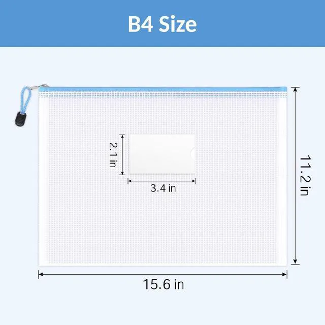 Alt view image 2 of 7 - 24 Pack Super Large Mesh Zipper Pouch Bags, B4 (15.6×11.2 in) Pencil Pouch Bulk with Label Pocket, Waterproof Organizers for Board Game Storage, File Bags for School, Travel & Office, 12 Colors