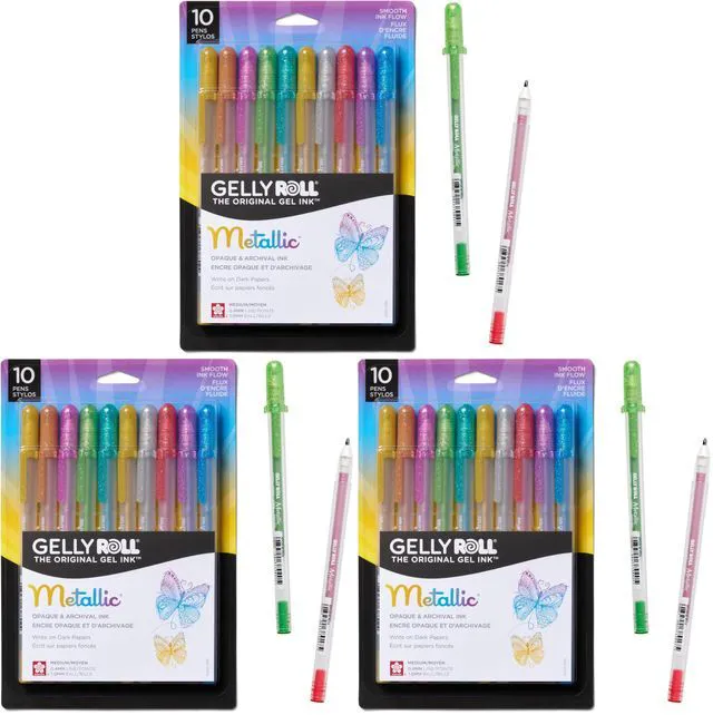 Main image of Gelly Roll Metallic Gel Pens - Pens For Scrapbook, Journals or Drawing - Art Gifts, Holiday Gifts & DIY Projects - Colored Metallic Ink - Medium Line - 30 Pack