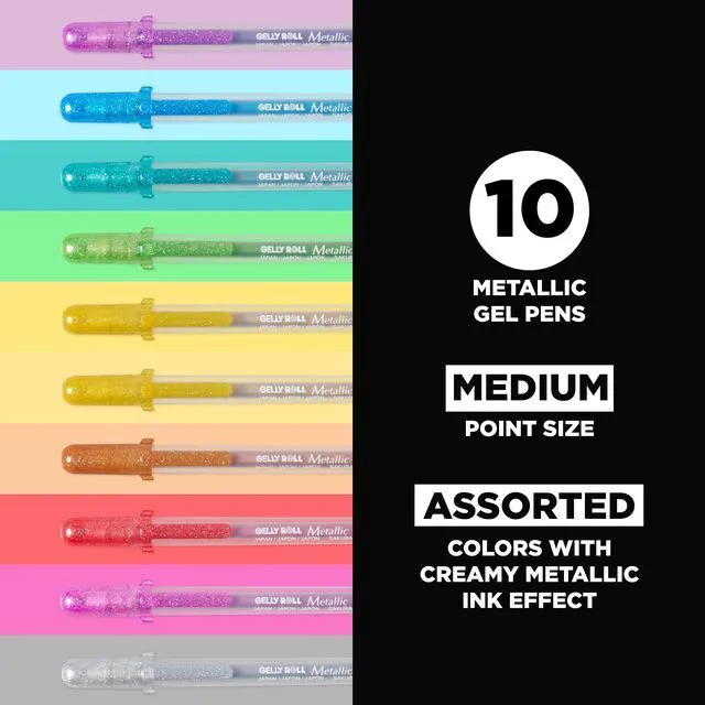 Alt view image 2 of 7 - Gelly Roll Metallic Gel Pens - Pens For Scrapbook, Journals or Drawing - Art Gifts, Holiday Gifts & DIY Projects - Colored Metallic Ink - Medium Line - 30 Pack