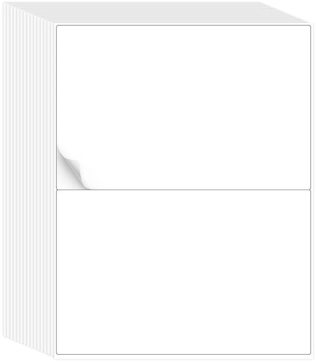 Main image of L LIKED Half Sheet Shipping Label, 200 Labels, 5.5 x 8.5, 30 Sheets 2 per sheet, strong adhesive, laser/inkjet compatible, for shipping, address & product