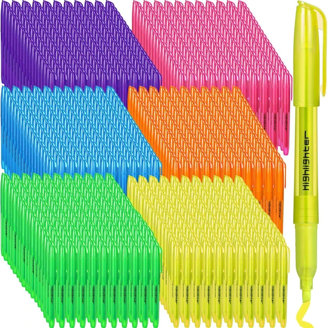 Main image of 600 Pcs Highlighters Bulk 6 Assorted Colors Chisel Tip Markers No Bleed Quick Dry for Teachers Students, Yellow Pink Blue Orange Green Purple Bulk, Bible Study Classroom School Supplies
